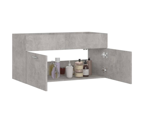 Armario para lavabo contrachapada gris hormigón 90x38,5x46 cm