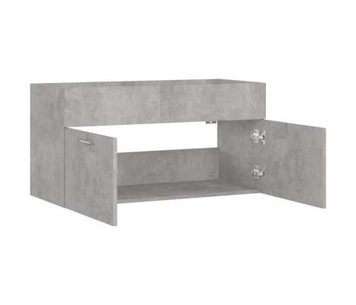 Armario para lavabo contrachapada gris hormigón 90x38,5x46 cm