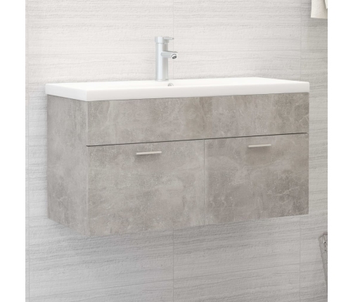 Armario para lavabo contrachapada gris hormigón 90x38,5x46 cm