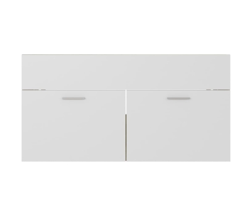 Armario para lavabo contrachapada blanco roble 90x38,5x46 cm