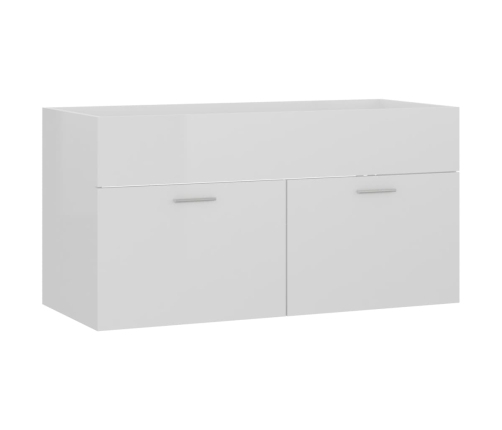 Armario para lavabo contrachapada blanco brillo 90x38,5x46 cm