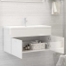 Armario para lavabo contrachapada blanco brillo 90x38,5x46 cm