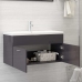 Armario para lavabo contrachapada gris brillo 90x38,5x46 cm