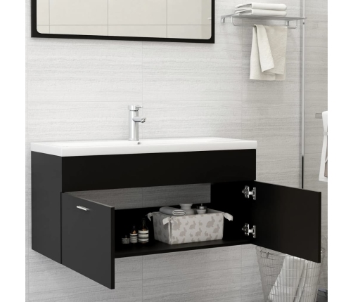 Armario para lavabo madera contrachapada negro 100x38,5x46 cm