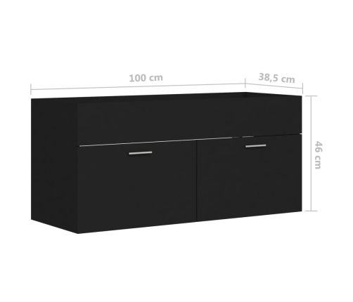 Armario para lavabo madera contrachapada negro 100x38,5x46 cm