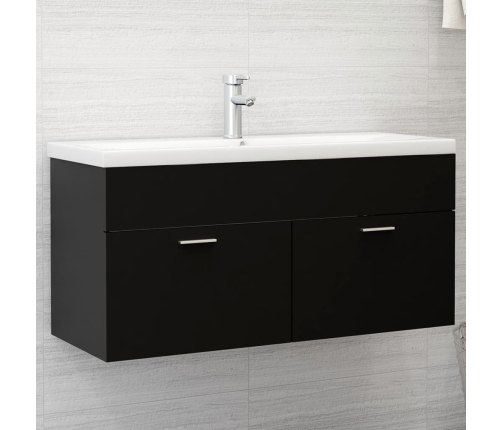 Armario para lavabo madera contrachapada negro 100x38,5x46 cm