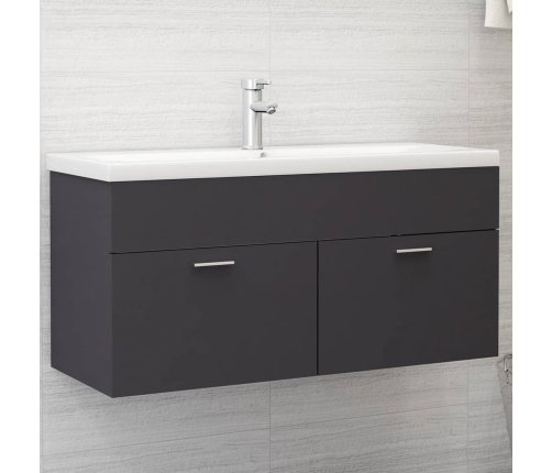 Armario para lavabo madera contrachapada gris 100x38,5x46 cm