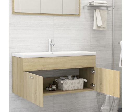 Armario para lavabo contrachapada color roble 100x38,5x46 cm