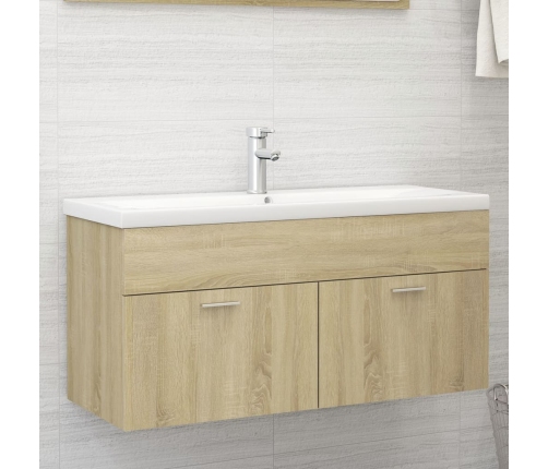 Armario para lavabo contrachapada color roble 100x38,5x46 cm