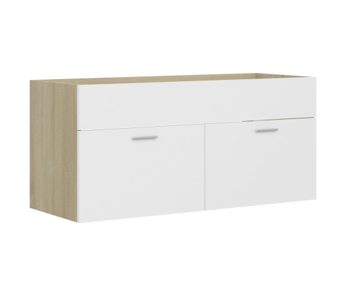 Armario para lavabo contrachapada blanco roble 100x38,5x46 cm