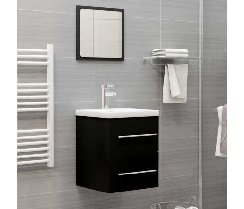 Armario para lavabo madera contrachapada negro 41x38,5x48 cm