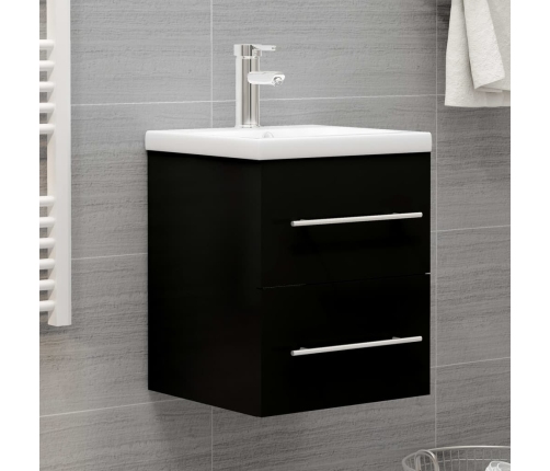 Armario para lavabo madera contrachapada negro 41x38,5x48 cm