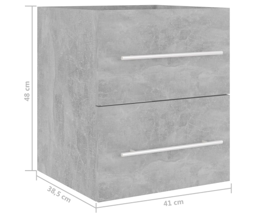 Armario para lavabo madera contrachapada gris 41x38,5x48 cm