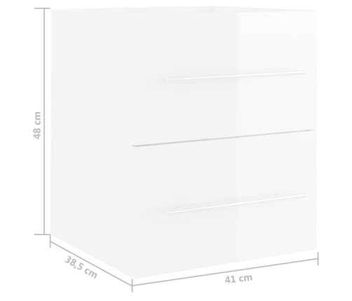 Mueble de lavabo madera ingeniería blanco brillo 41x38,5x48 cm