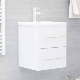 Mueble de lavabo madera ingeniería blanco brillo 41x38,5x48 cm