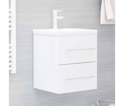 Mueble de lavabo madera ingeniería blanco brillo 41x38,5x48 cm