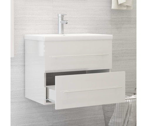 Mueble de lavabo madera ingeniería blanco brillo 60x38,5x48 cm