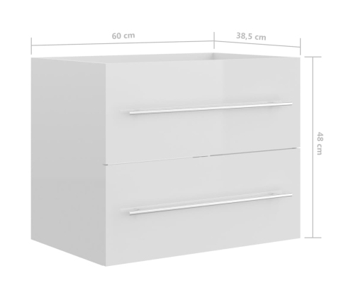 Mueble de lavabo madera ingeniería blanco brillo 60x38,5x48 cm