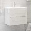 Mueble de lavabo madera ingeniería blanco brillo 60x38,5x48 cm