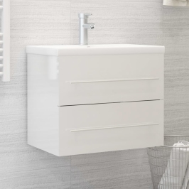 Mueble de lavabo madera ingeniería blanco brillo 60x38,5x48 cm