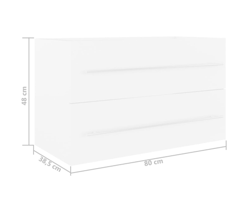 Armario para lavabo madera contrachapada blanco 80x38,5x48 cm