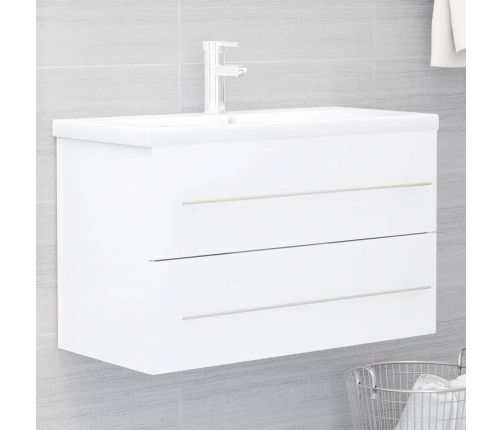 Armario para lavabo madera contrachapada blanco 80x38,5x48 cm