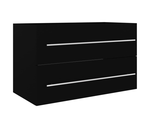 Mueble de lavabo madera de ingeniería negro 80x38,5x48 cm