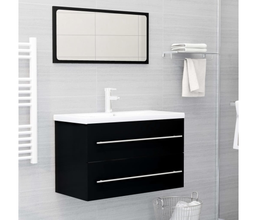 Mueble de lavabo madera de ingeniería negro 80x38,5x48 cm