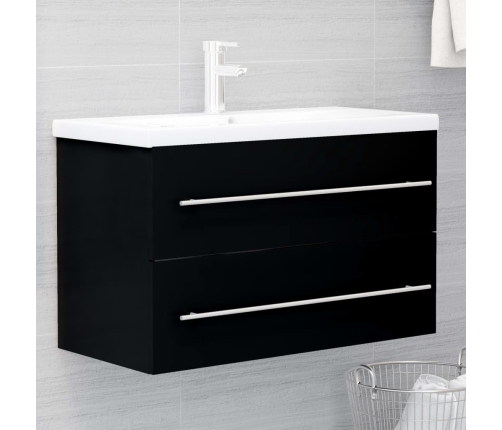 Mueble de lavabo madera de ingeniería negro 80x38,5x48 cm