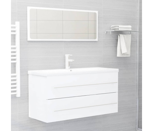 Armario para lavabo madera contrachapada blanco 100x38,5x48 cm