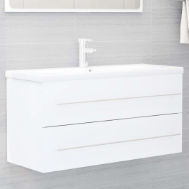 Armario para lavabo madera contrachapada blanco 100x38,5x48 cm