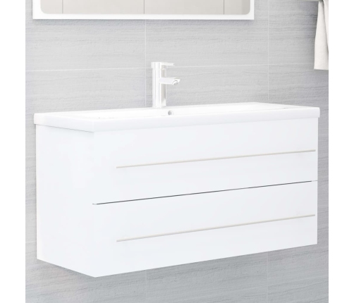 Armario para lavabo madera contrachapada blanco 100x38,5x48 cm