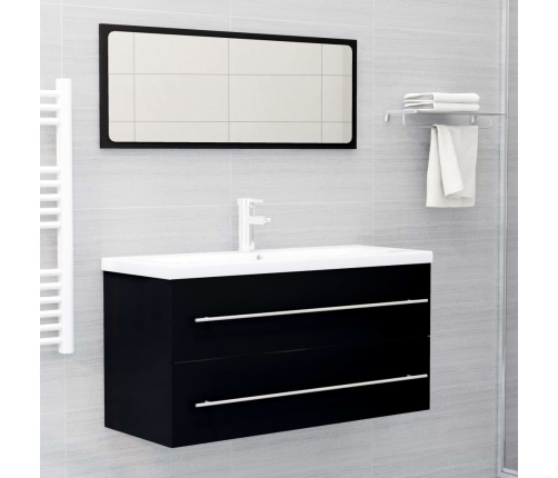 Armario para lavabo madera contrachapada negro 100x38,5x48 cm