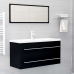 Armario para lavabo madera contrachapada negro 100x38,5x48 cm