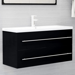 Armario para lavabo madera contrachapada negro 100x38,5x48 cm