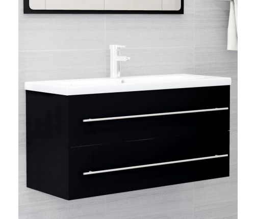 Armario para lavabo madera contrachapada negro 100x38,5x48 cm