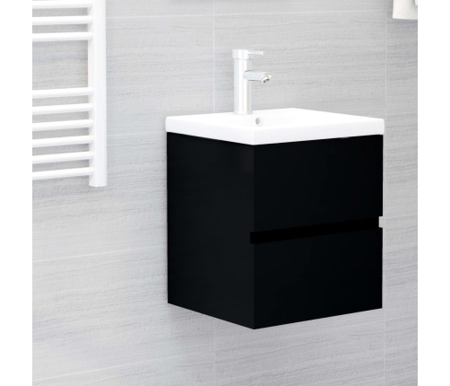 Armario para lavabo madera de ingeniería negro 41x38,5x45 cm