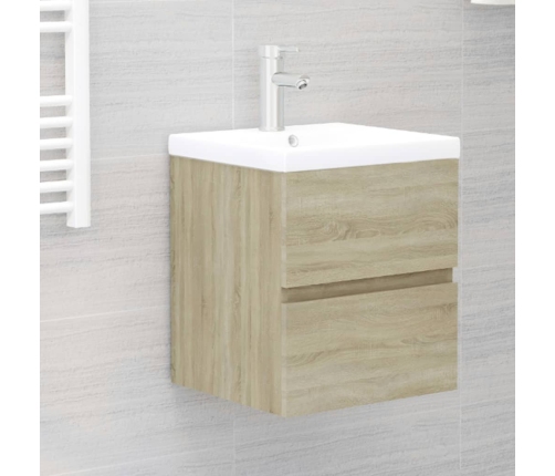 Armario de lavabo madera ingeniería roble Sonoma 41x38,5x45 cm