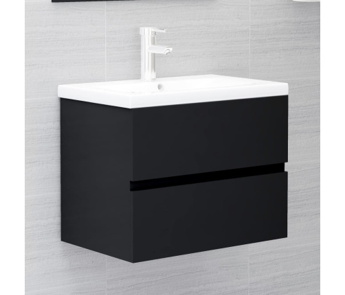 Armario para lavabo madera contrachapada negro 60x38,5x45 cm