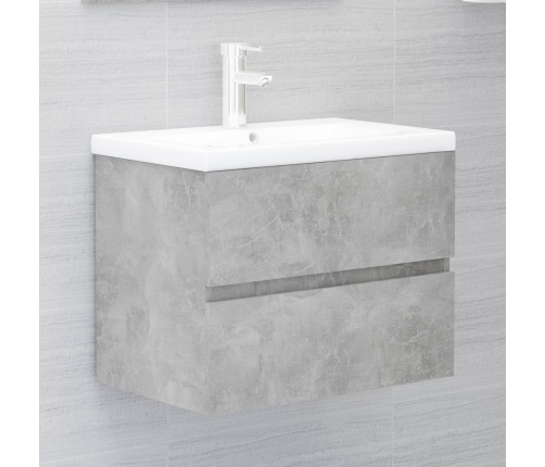 Armario de lavabo contrachapada gris hormigón 60x38,5x45 cm