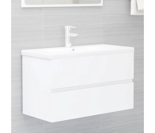 Mueble de lavabo madera de ingeniería blanco 80x38,5x45 cm