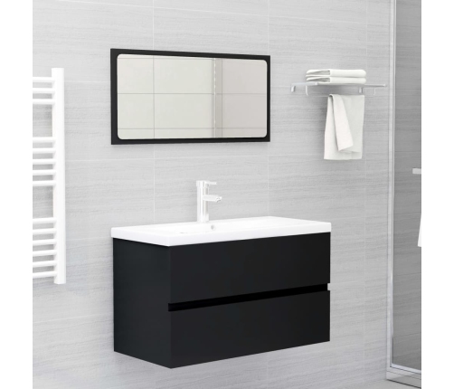 Mueble de lavabo madera de ingeniería negro 80x38,5x45 cm