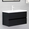 Mueble de lavabo madera de ingeniería negro 80x38,5x45 cm