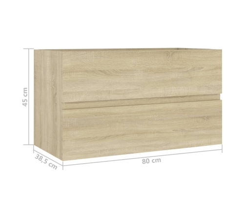 Armario lavabo madera contrachapada roble Sonoma 80x38,5x45cm