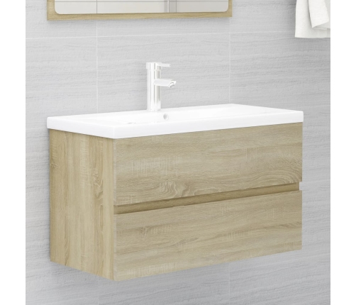 Armario lavabo madera contrachapada roble Sonoma 80x38,5x45cm