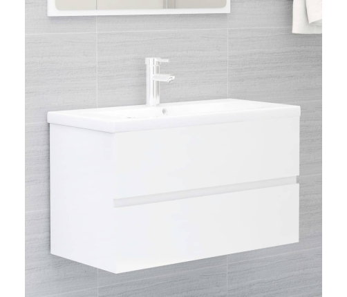 Mueble de lavabo madera de ingeniería blanco 80x38,5x45 cm