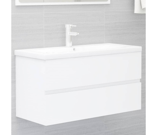 Mueble de lavabo madera de ingeniería blanco 90x38,5x45 cm