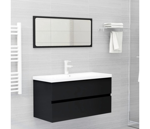 Armario para lavabo madera contrachapada negro 90x38,5x45 cm