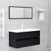 Armario para lavabo madera contrachapada negro 90x38,5x45 cm