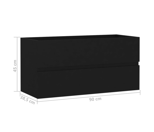 Armario para lavabo madera contrachapada negro 90x38,5x45 cm